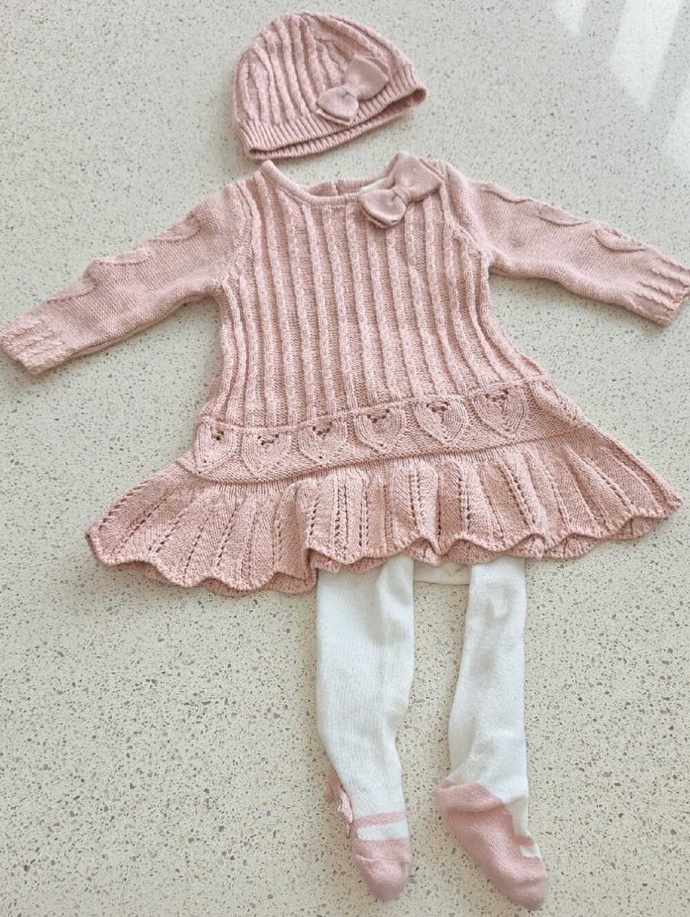 Cynthia Rowley Dusty Pink Knit Baby Dress Set